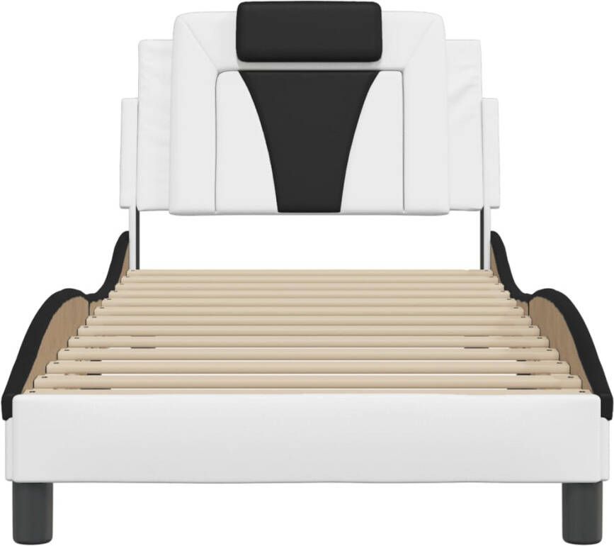 VidaXL Bedframe Viana zonder matras kunstleer zwart en wit 90x190 cm - Foto 2