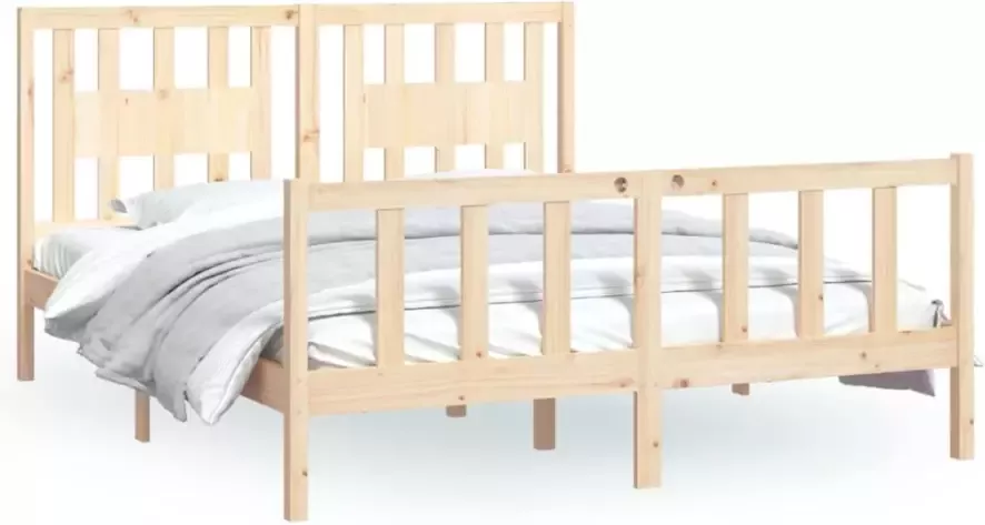 VidaXL -Bedframe-met-hoofdbord-massief-grenenhout-160x200-cm - Foto 4