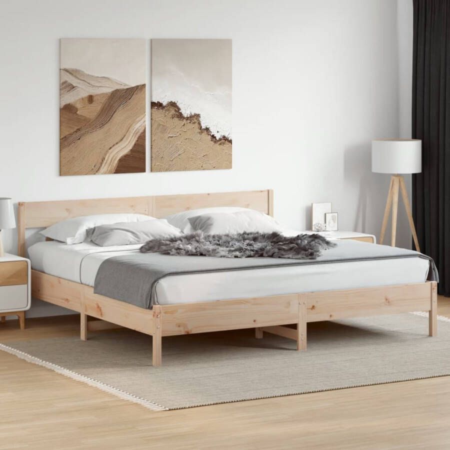 VidaXL -Bedframe-met-hoofdbord-massief-grenenhout-180x200-cm