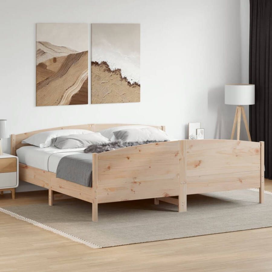 VidaXL -Bedframe-met-hoofdbord-massief-grenenhout-180x200-cm