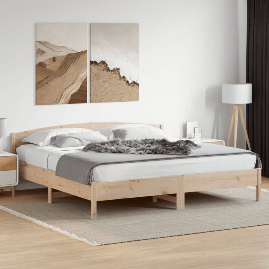 VidaXL -Bedframe-met-hoofdbord-massief-grenenhout-180x200-cm