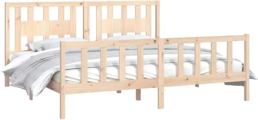 VidaXL -Bedframe-met-hoofdbord-massief-grenenhout-200x200-cm - Foto 4