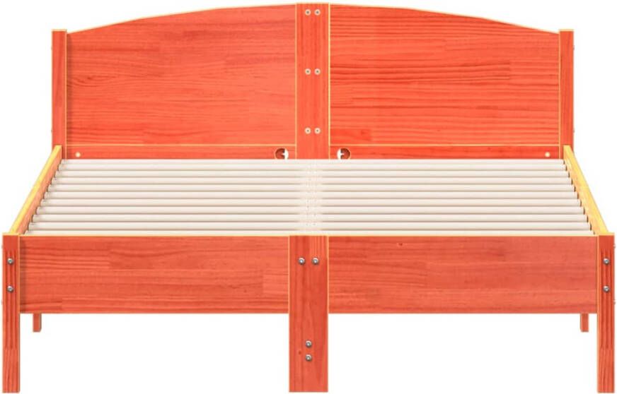 VidaXL -Bedframe-met-hoofdbord-massief-grenenhout-wasbruin-135x190-cm - Foto 2
