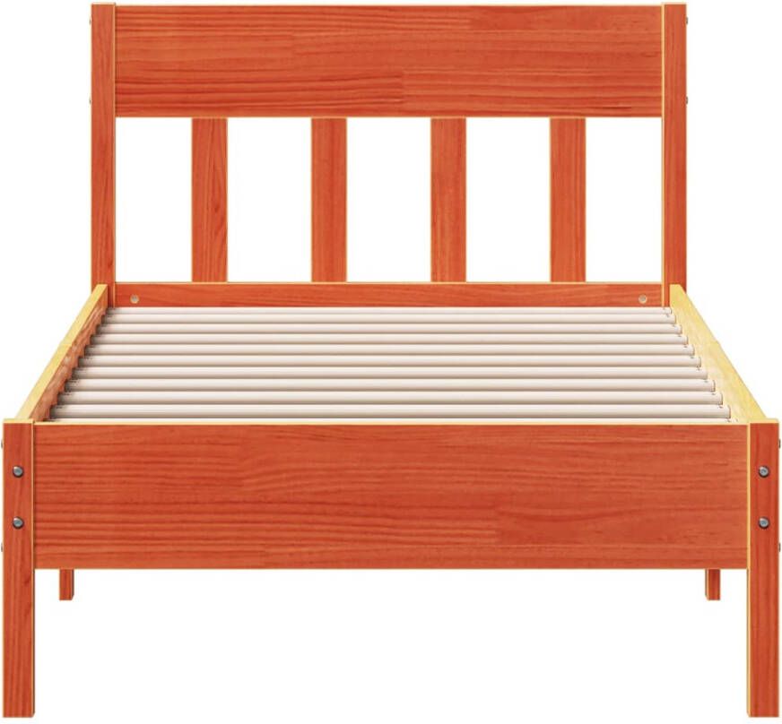 VidaXL -Bedframe-met-hoofdbord-massief-grenenhout-wasbruin-75x190-cm - Foto 2
