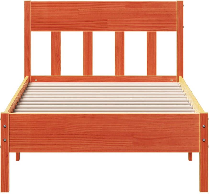 VidaXL -Bedframe-met-hoofdbord-massief-grenenhout-wasbruin-90x190-cm - Foto 2