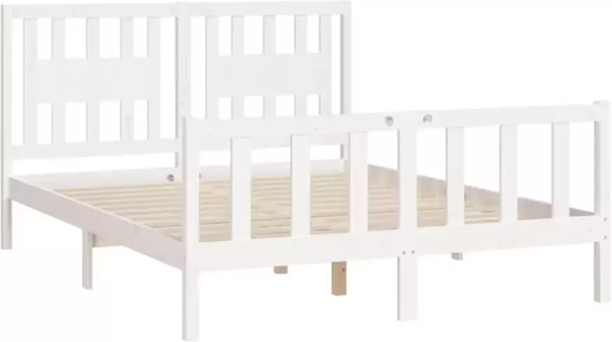 VidaXL -Bedframe-met-hoofdbord-massief-grenenhout-wit-120x200-cm - Foto 3