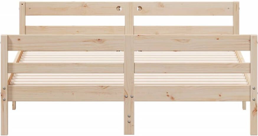 VidaXL -Bedframe-met-hoofdbord-massief-grenenhout-wit-140x200-cm - Foto 2