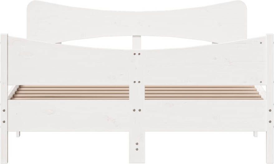 Vida XL Bedframe met hoofdbord massief grenenhout wit 140x200 cm SKU: V3216382