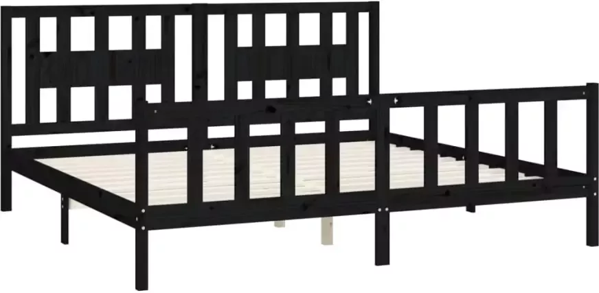 VidaXL -Bedframe-met-hoofdbord-massief-grenenhout-zwart-200x200-cm - Foto 5