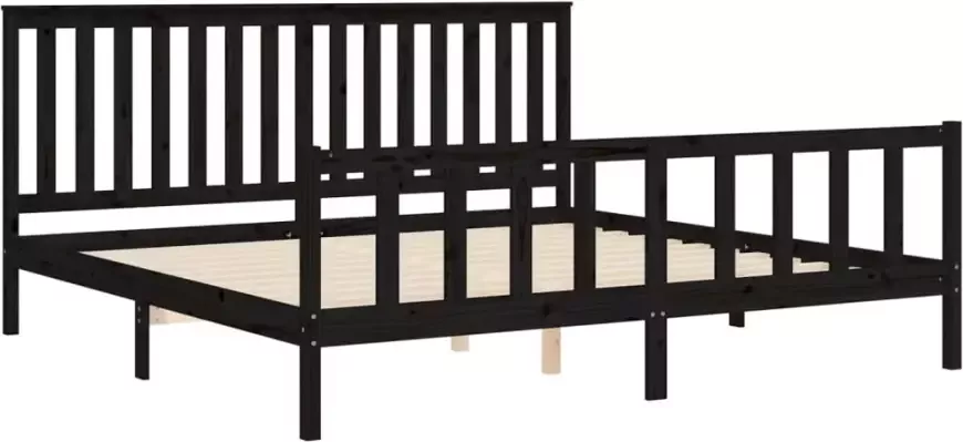 VidaXL -Bedframe-met-hoofdbord-massief-grenenhout-zwart-200x200-cm - Foto 5