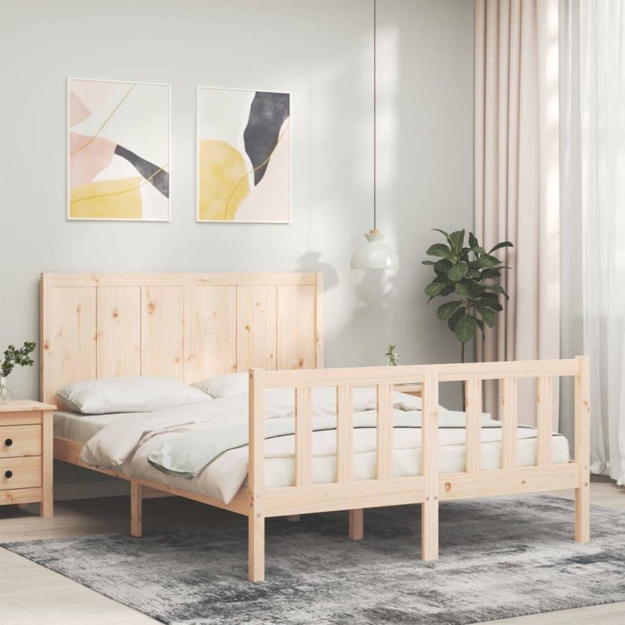 VidaXL Bedframe Massief Grenenhout 140x190 cm Massief Hout Bed Grenenhout Bed Tweepersoons Bed Hoofd- En Voeteneind Lattenbodem Bed Frame - Foto 14