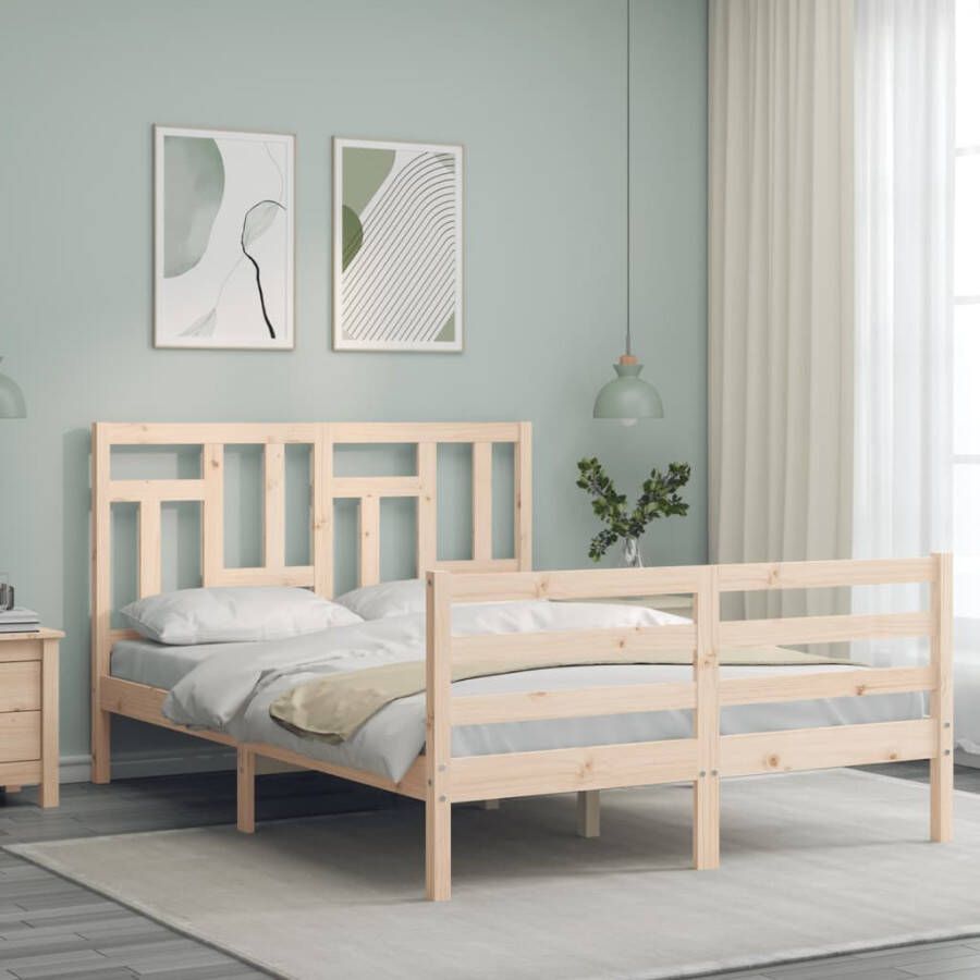 VidaXL -Bedframe-met-hoofdbord-massief-hout-140x190-cm - Foto 5