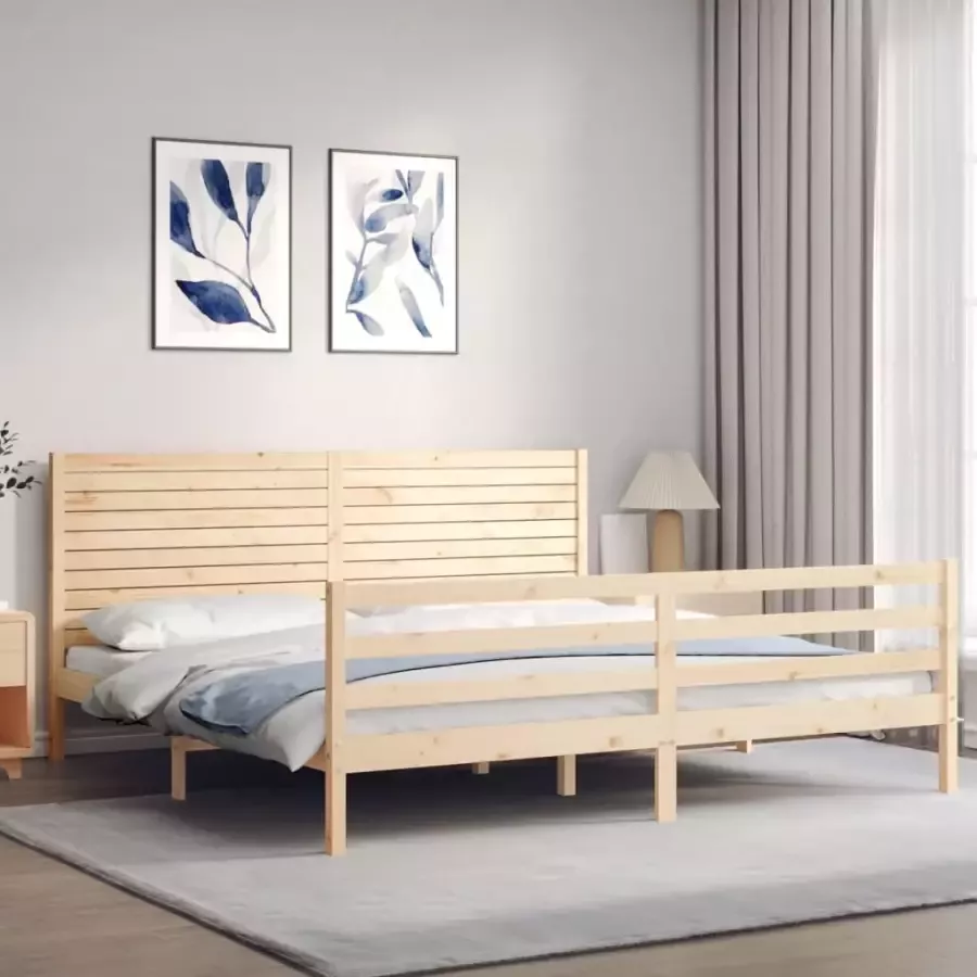 VidaXL -Bedframe-met-hoofdbord-massief-hout-200x200-cm - Foto 2