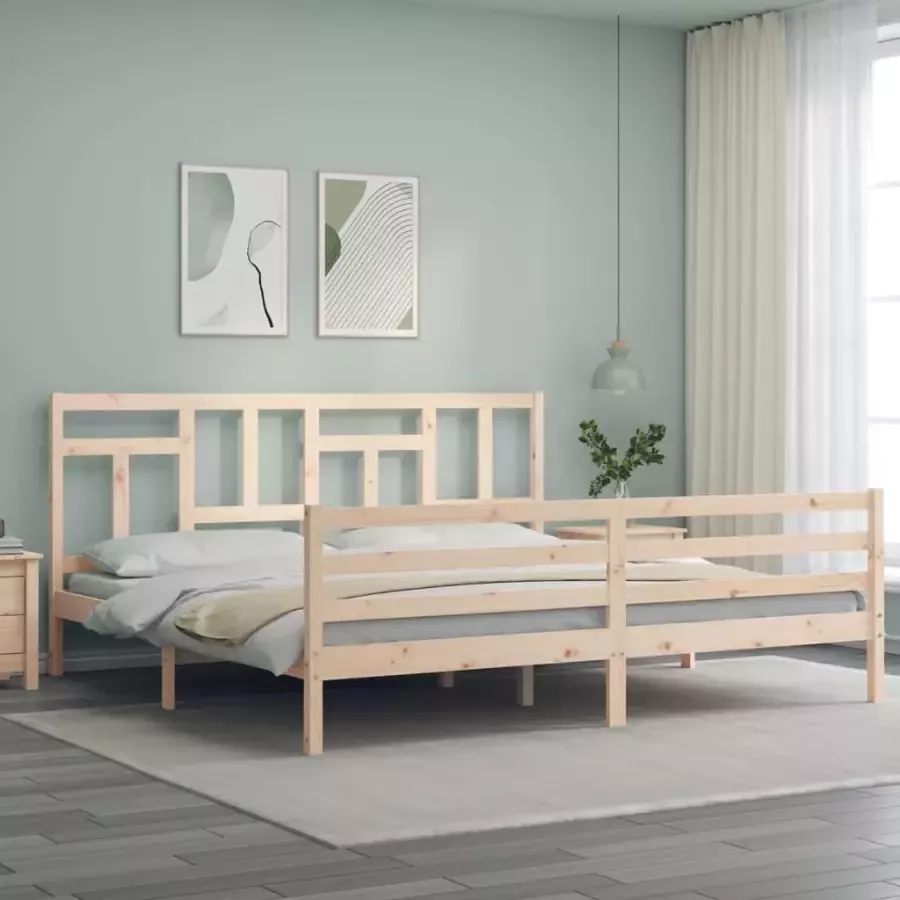 VidaXL -Bedframe-met-hoofdbord-massief-hout-200x200-cm - Foto 3