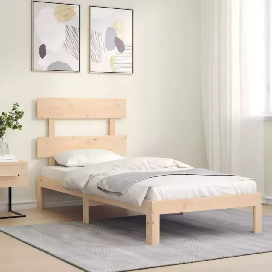 VidaXL -Bedframe-met-hoofdbord-massief-hout-2FT6-Small-Single