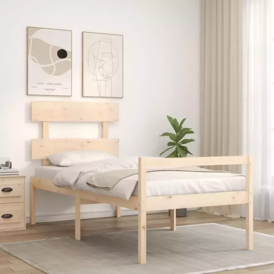 VidaXL -Bedframe-met-hoofdbord-massief-hout-2FT6-Small-Single - Foto 5