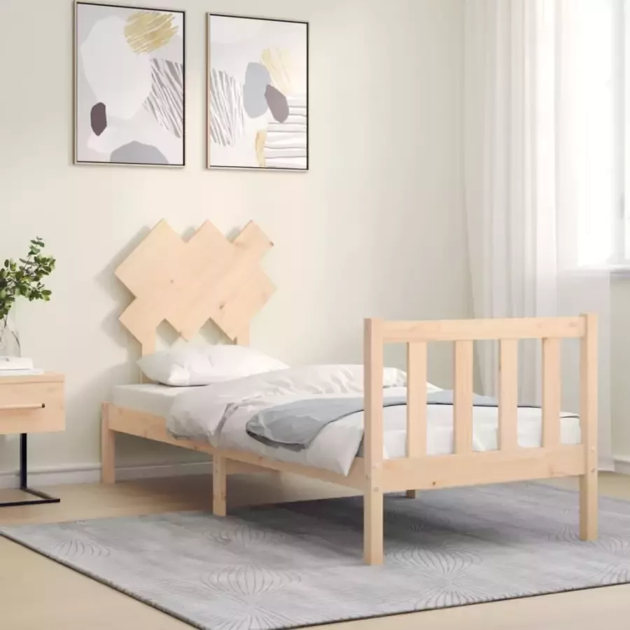 VidaXL -Bedframe-met-hoofdbord-massief-hout-2FT6-Small-Single - Foto 5