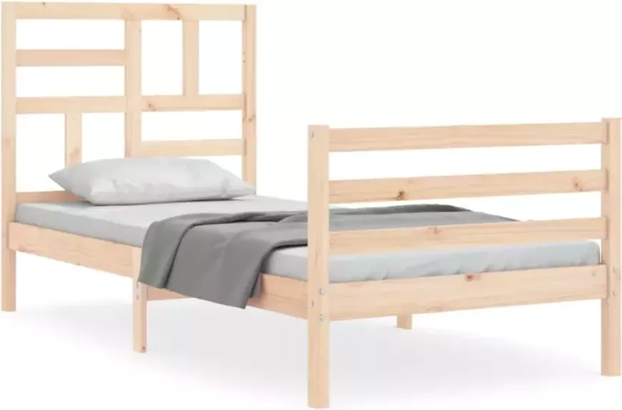 VidaXL Bedframe met hoofdbord massief hout 2FT6 Small Single - Foto 2