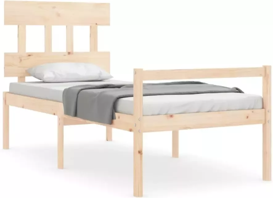 VidaXL -Bedframe-met-hoofdbord-massief-hout-2FT6-Small-Single - Foto 8