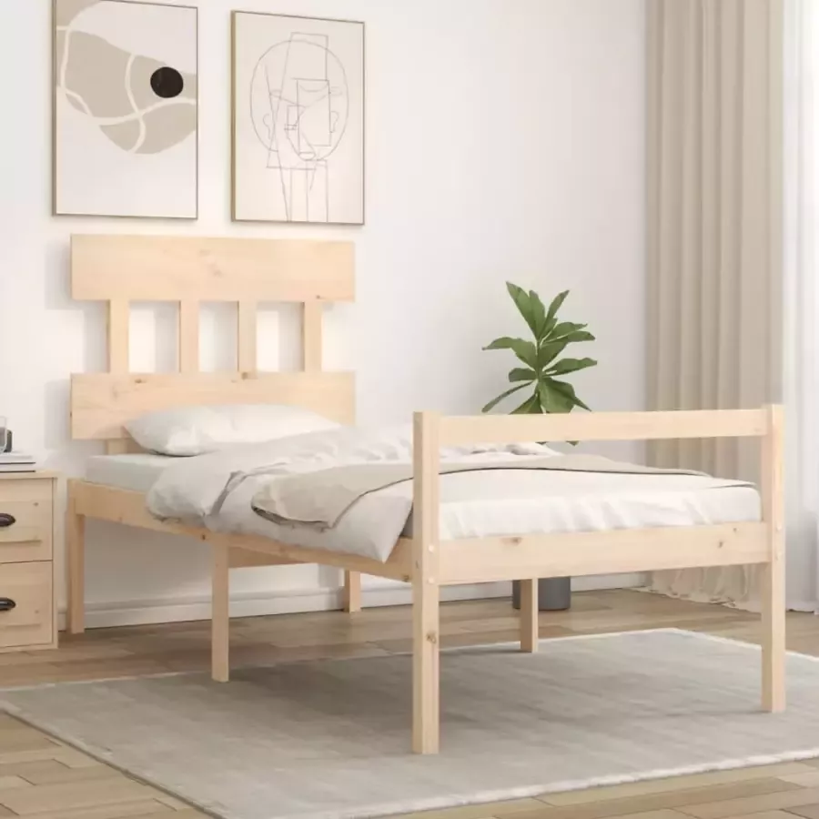 VidaXL -Bedframe-met-hoofdbord-massief-hout-2FT6-Small-Single - Foto 7