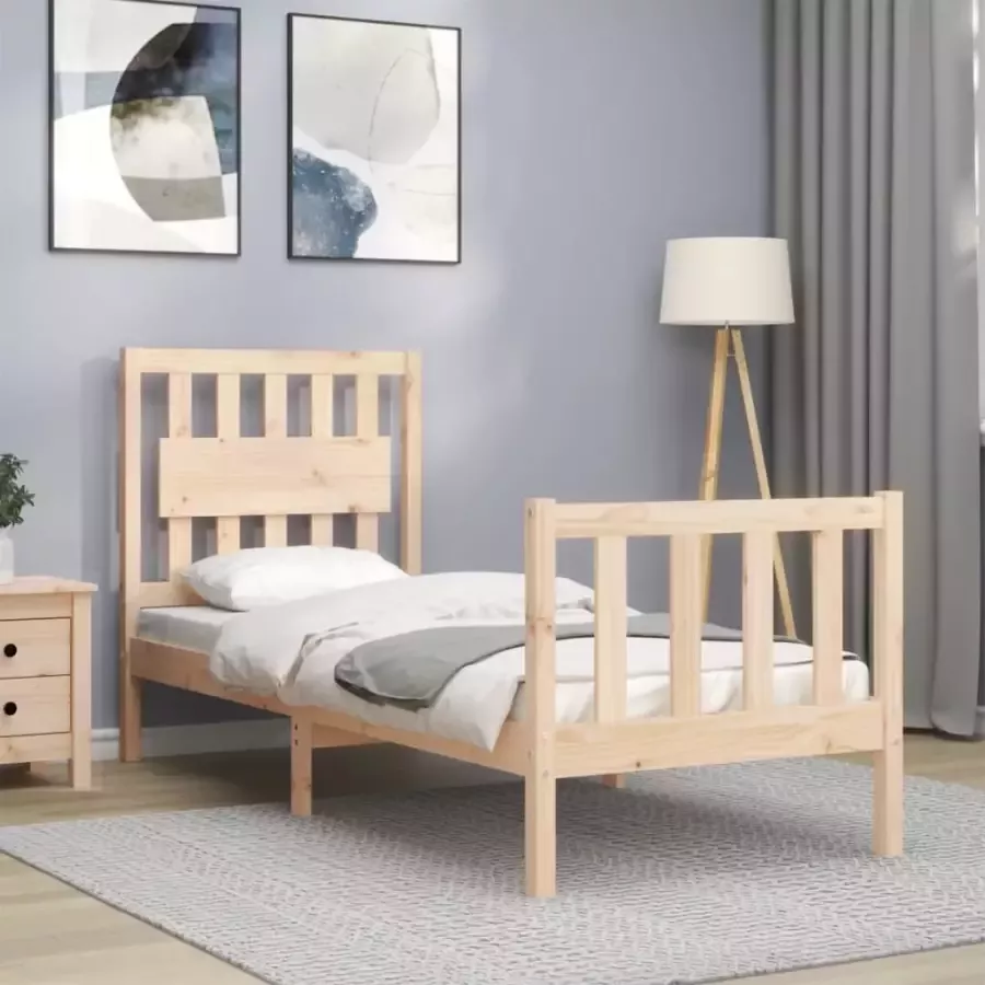 VidaXL -Bedframe-met-hoofdbord-massief-hout-2FT6-Small-Single - Foto 13