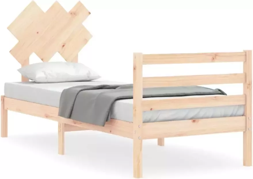 VidaXL -Bedframe-met-hoofdbord-massief-hout-2FT6-Small-Single