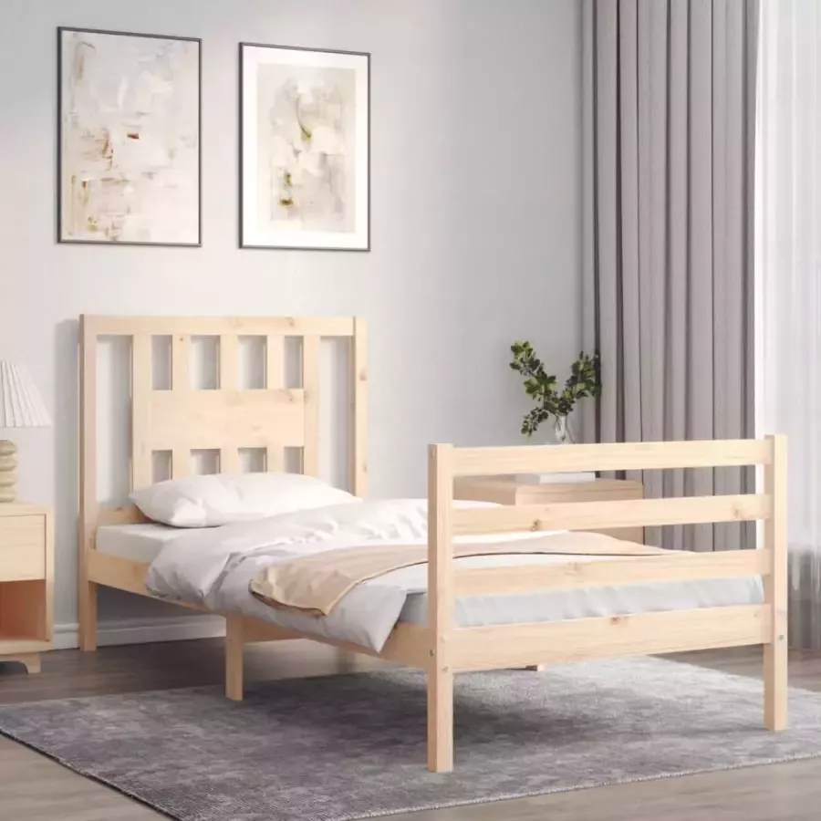 VidaXL -Bedframe-met-hoofdbord-massief-hout-2FT6-Small-Single - Foto 3