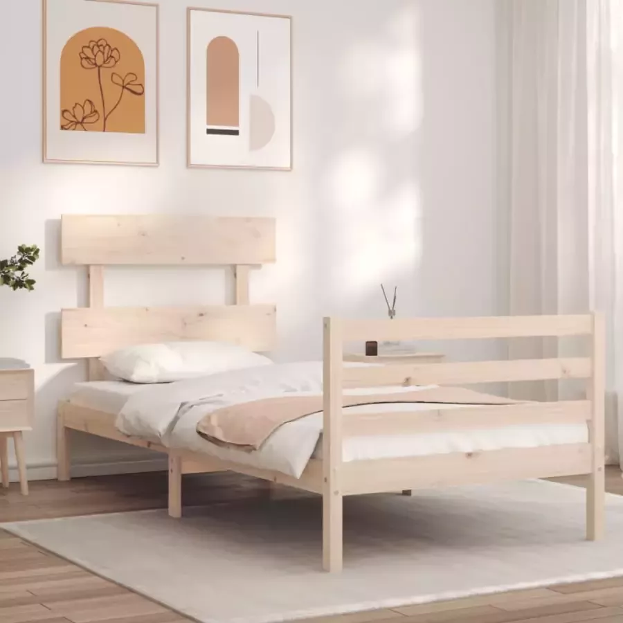 VidaXL -Bedframe-met-hoofdbord-massief-hout-2FT6-Small-Single - Foto 19
