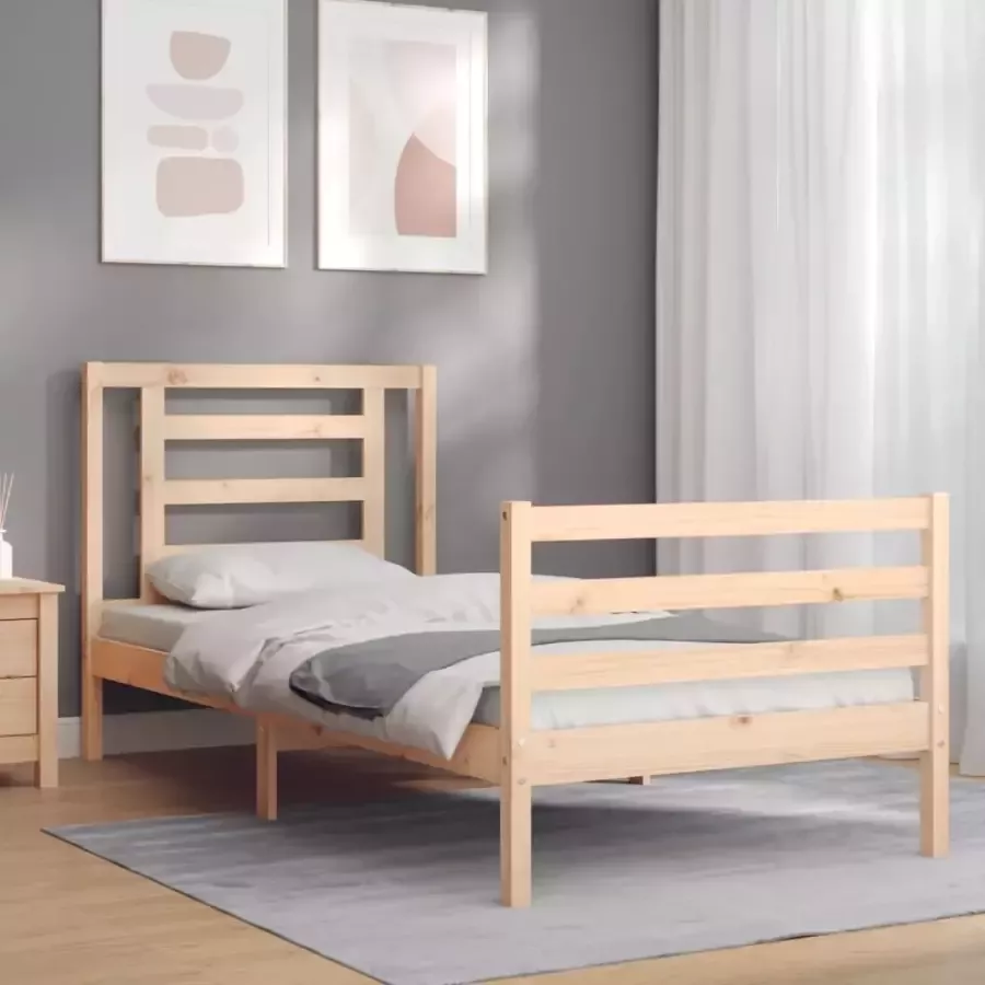 VidaXL -Bedframe-met-hoofdbord-massief-hout-2FT6-Small-Single - Foto 5