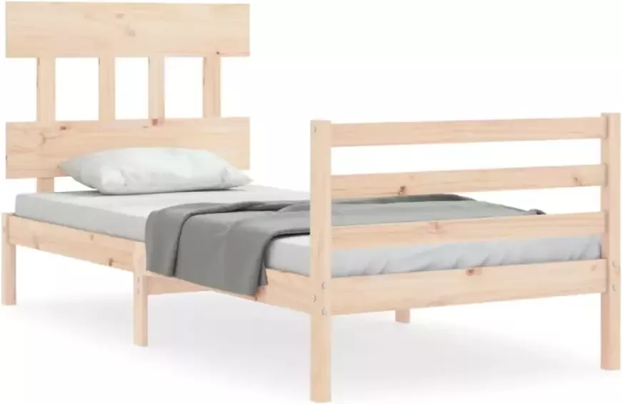 VidaXL -Bedframe-met-hoofdbord-massief-hout-2FT6-Small-Single