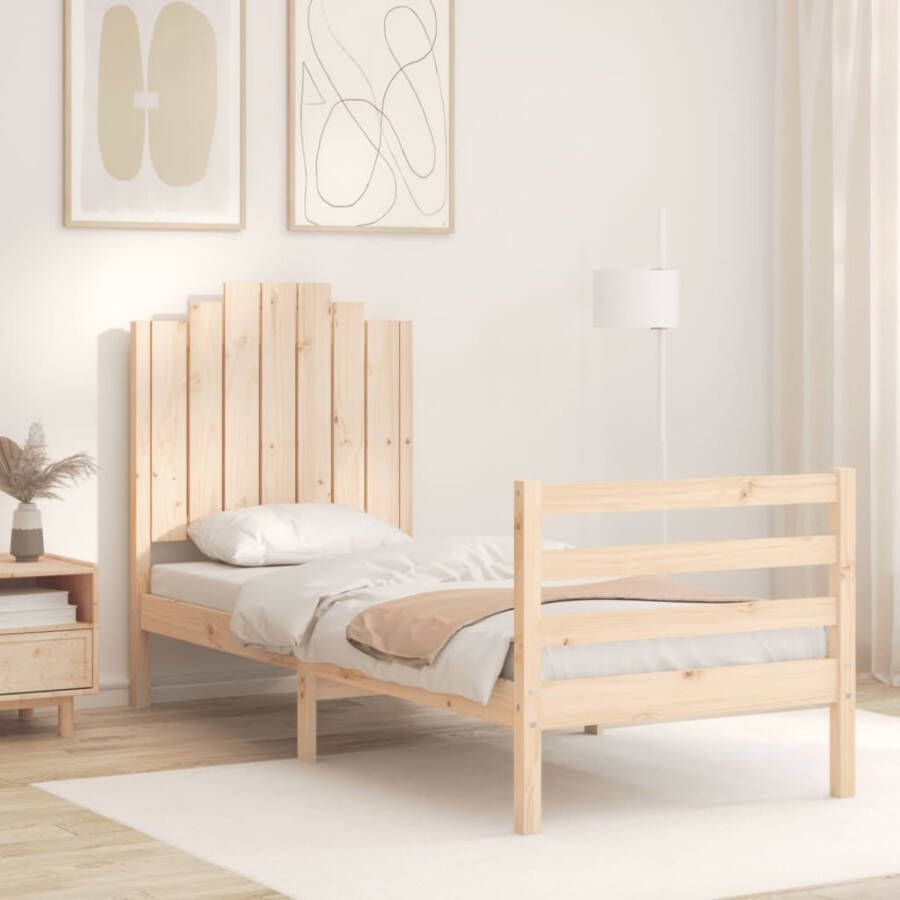 VidaXL -Bedframe-met-hoofdbord-massief-hout-2FT6-Small-Single