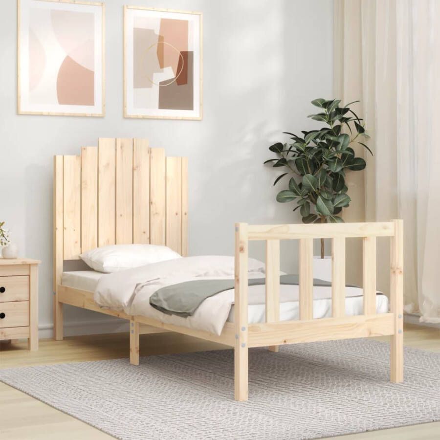 VidaXL -Bedframe-met-hoofdbord-massief-hout-2FT6-Small-Single - Foto 3