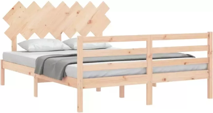 VidaXL -Bedframe-met-hoofdbord-massief-hout-5-FT-King-Size - Foto 8