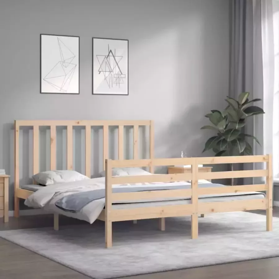 VidaXL -Bedframe-met-hoofdbord-massief-hout-5-FT-King-Size - Foto 3