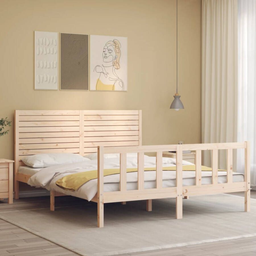 VidaXL -Bedframe-met-hoofdbord-massief-hout-5-FT-King-Size - Foto 18