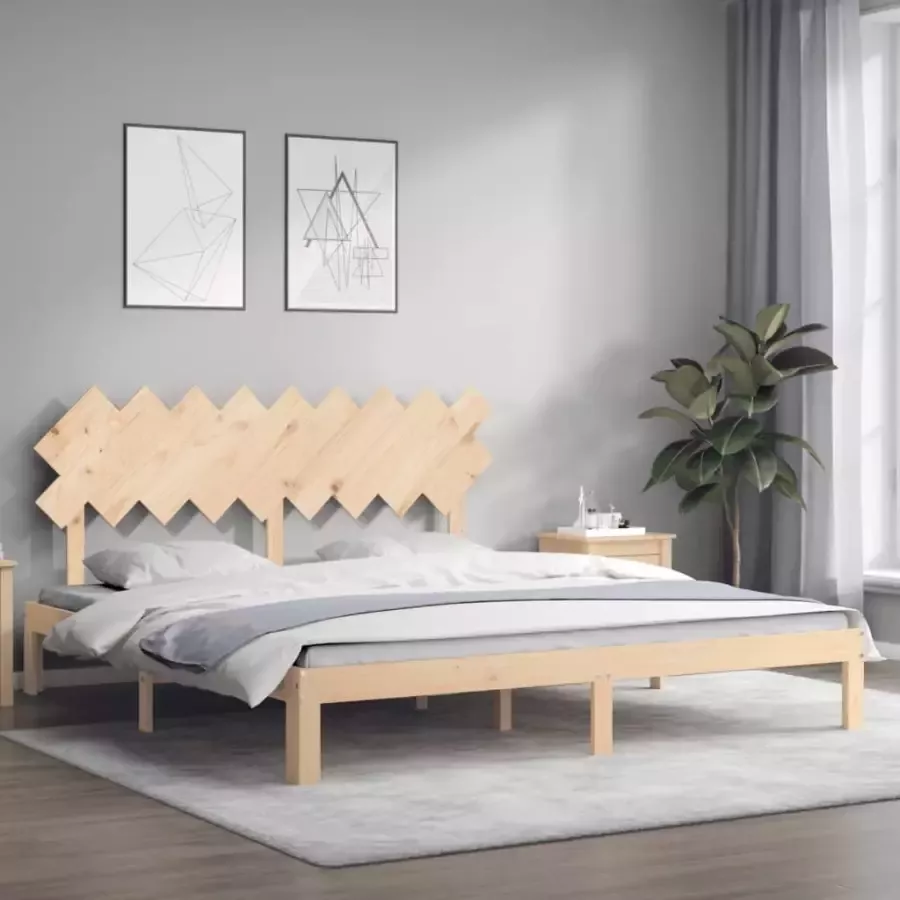 VidaXL -Bedframe-met-hoofdbord-massief-hout-6FT-Super-King - Foto 1