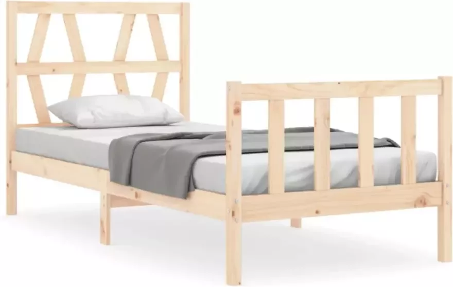 VIDAXL Bedframe met hoofdbord massief hout 90x200 cm