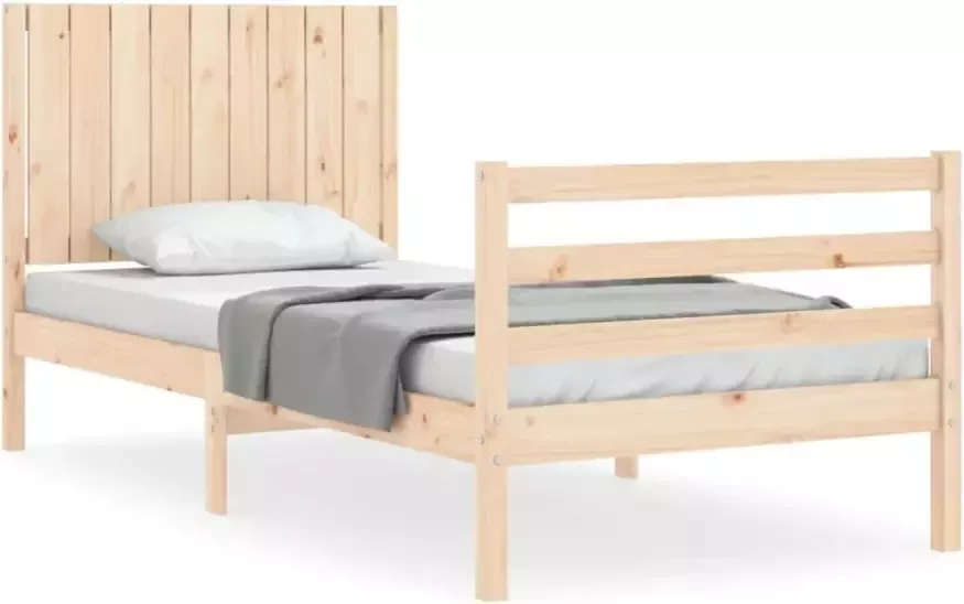 VidaXL -Bedframe-met-hoofdbord-massief-hout-90x200-cm - Foto 9