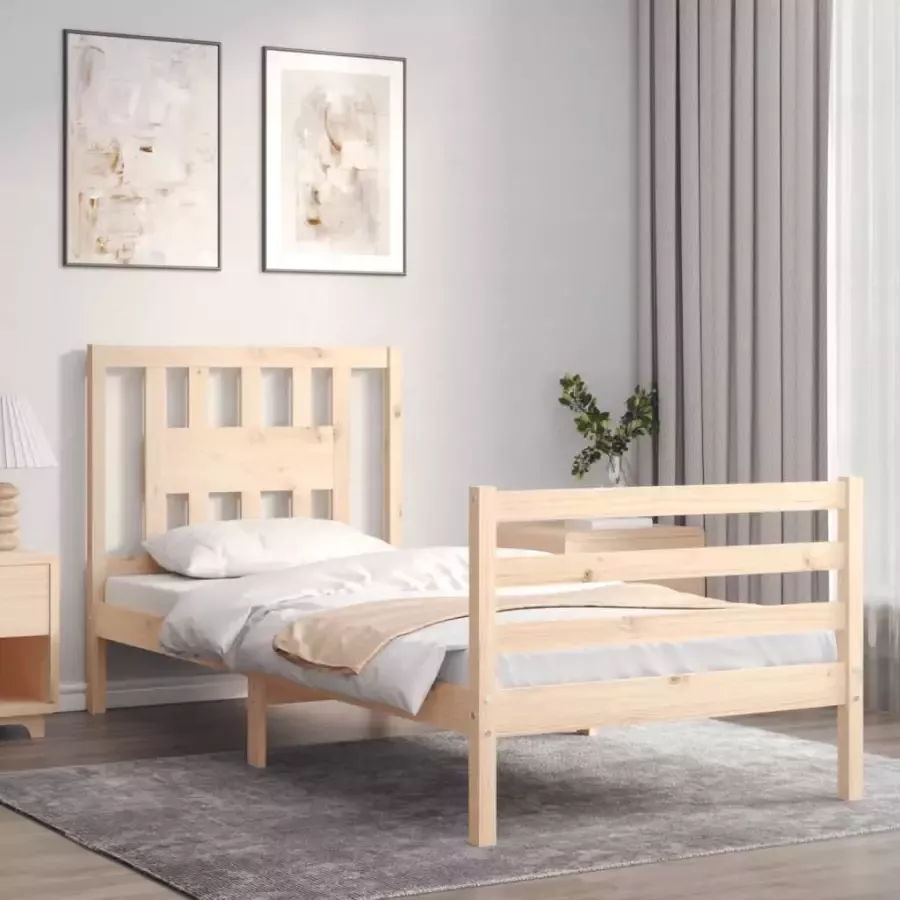 VidaXL -Bedframe-met-hoofdbord-massief-hout-90x200-cm - Foto 8