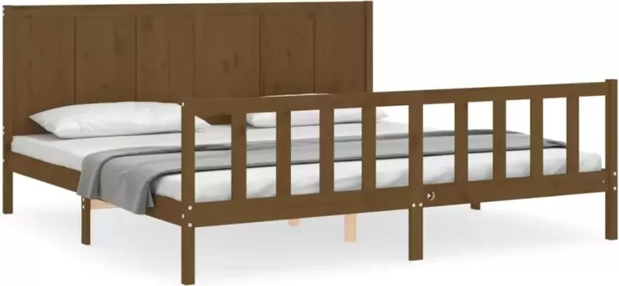 VidaXL -Bedframe-met-hoofdbord-massief-hout-honingbruin-200x200-cm - Foto 15