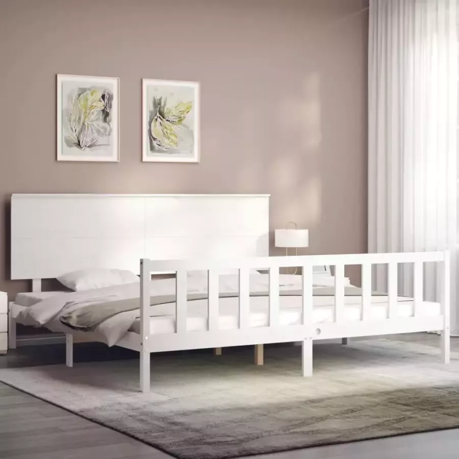 VIDAXL Bedframe zonder matras massief grenenhout wit 200x200 cm - Foto 3