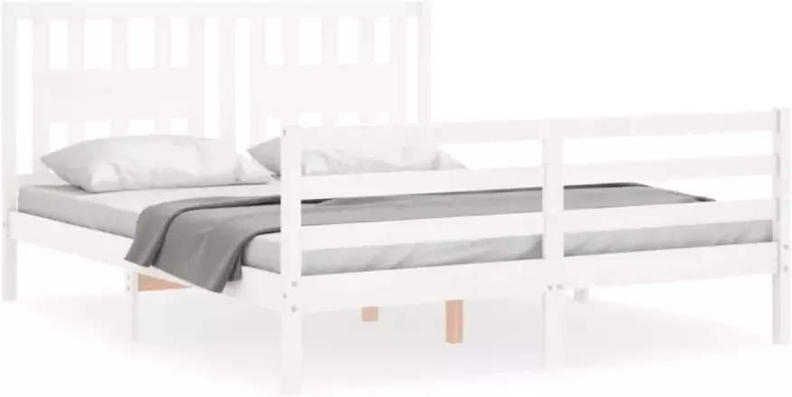 VidaXL -Bedframe-met-hoofdbord-massief-hout-wit-5-FT-King-Size - Foto 8