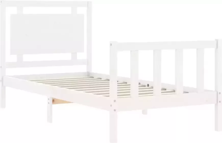 VidaXL Bedframe zonder matras massief grenenhout wit 90x200 cm - Foto 7