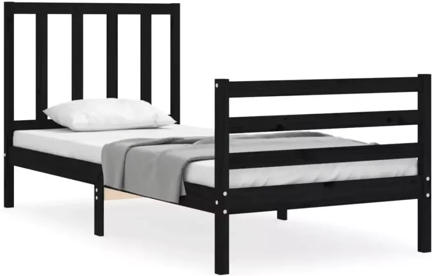 VidaXL -Bedframe-met-hoofdbord-massief-hout-zwart-90x200-cm - Foto 20
