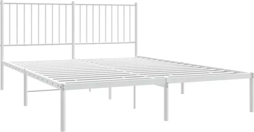 VidaXL Bedframe met hoofdeinde staal wit 208x158x90 5 cm - Foto 5