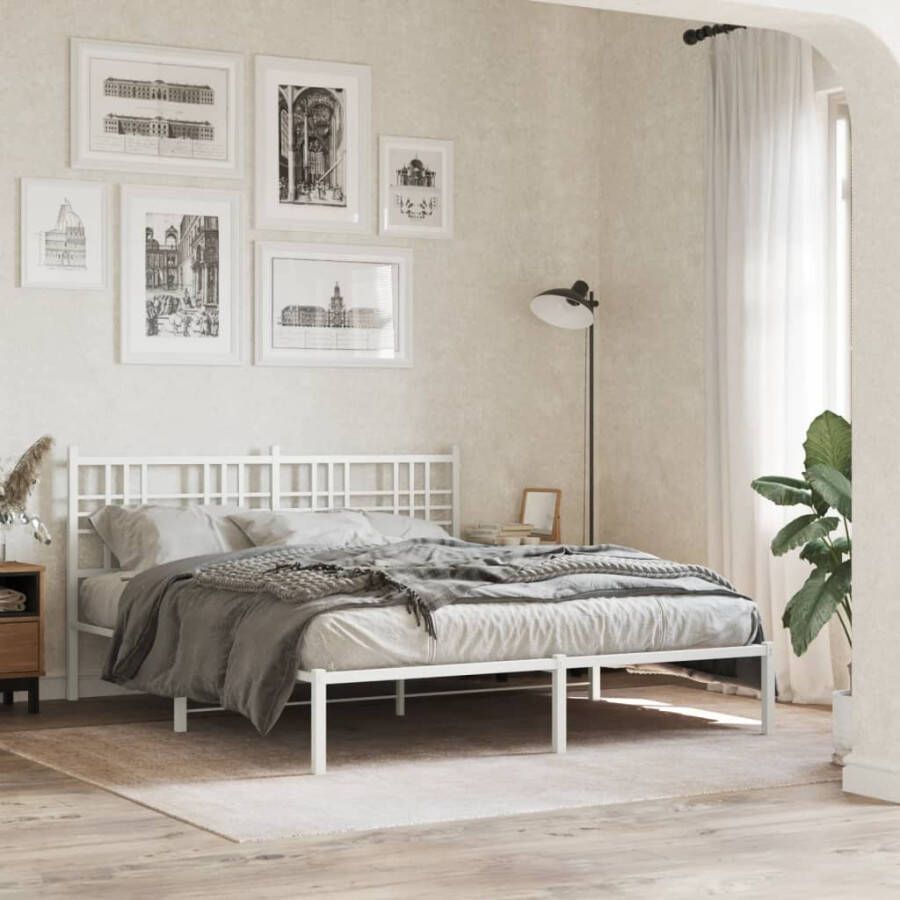 VidaXL Bedframe met hoofdeinde staal wit 208x158x90 5 cm - Foto 14