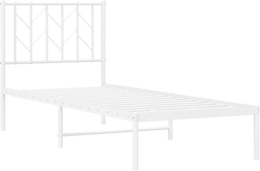 VidaXL Bedframe met hoofdbord zonder matras metaal wit 75x190 cm - Foto 4