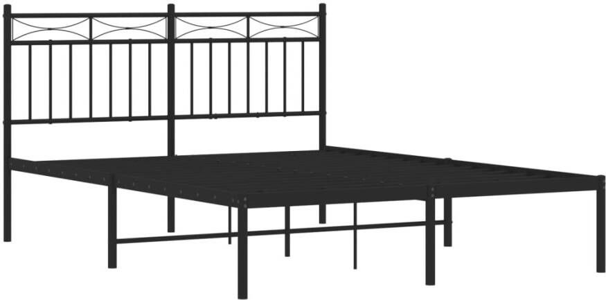 VidaXL -Bedframe-met-hoofdbord-metaal-zwart-135x190-cm