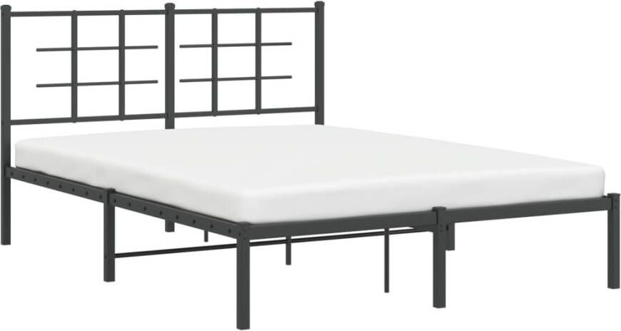 VidaXL -Bedframe-met-hoofdbord-metaal-zwart-135x190-cm - Foto 4