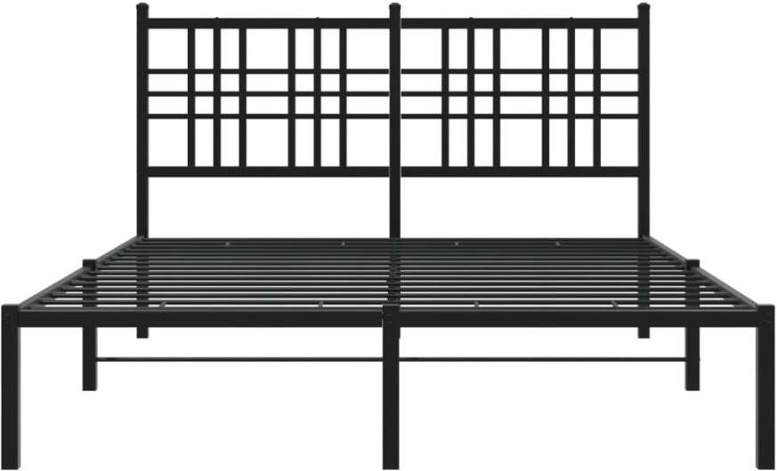 VidaXL -Bedframe-met-hoofdbord-metaal-zwart-135x190-cm - Foto 3